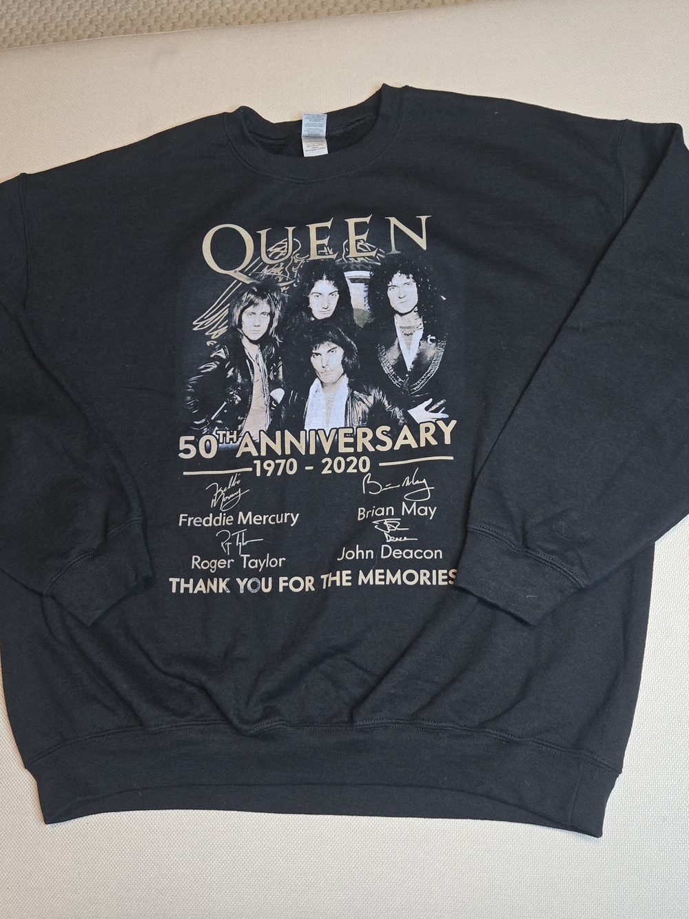 Queen 50th Anniversary Freddie Mercury Black Pullover Sweatshirt X-Large